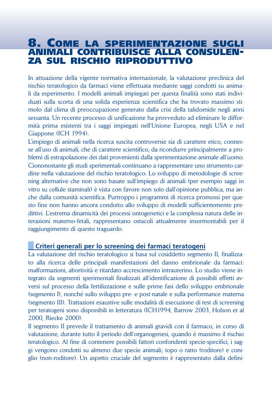 Prima pagina del capitolo 8 del manuale Farmaci e gravidanza