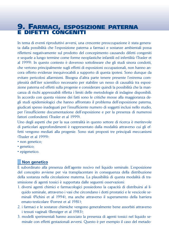 Prima pagina del capitolo 9 del manuale Farmaci e gravidanza