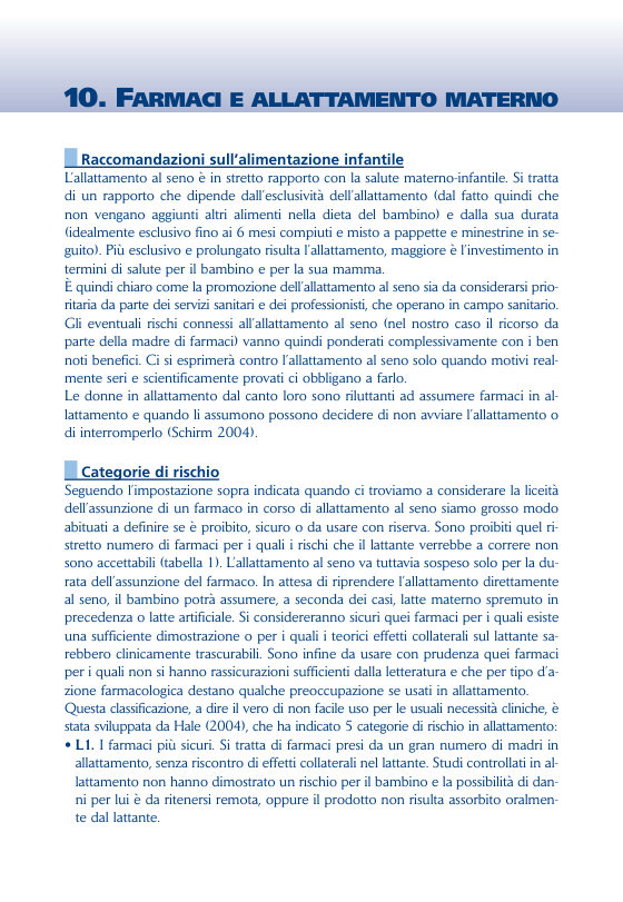 Prima pagina del capitolo 10 del manuale Farmaci e gravidanza