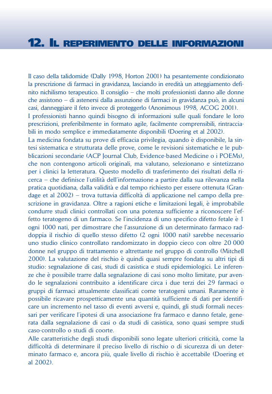 Prima pagina del capitolo 12 del manuale Farmaci e gravidanza