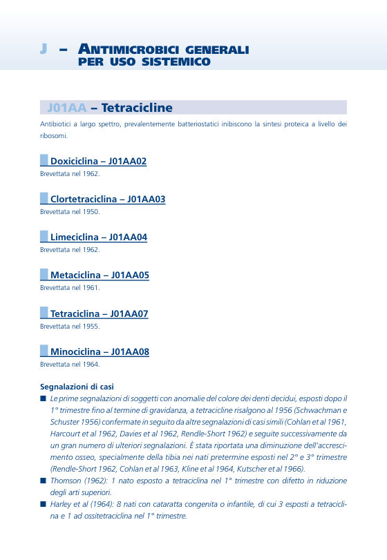 Prima pagina delle schede del Gruppo ATC J - Antimicrobici generali per uso sistemico