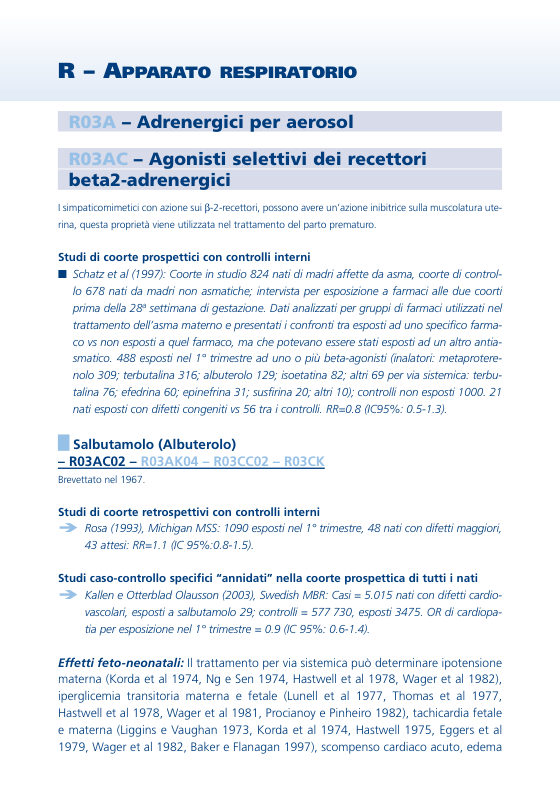 Prima pagina delle schede del Gruppo ATC R - Sistema respiratorio